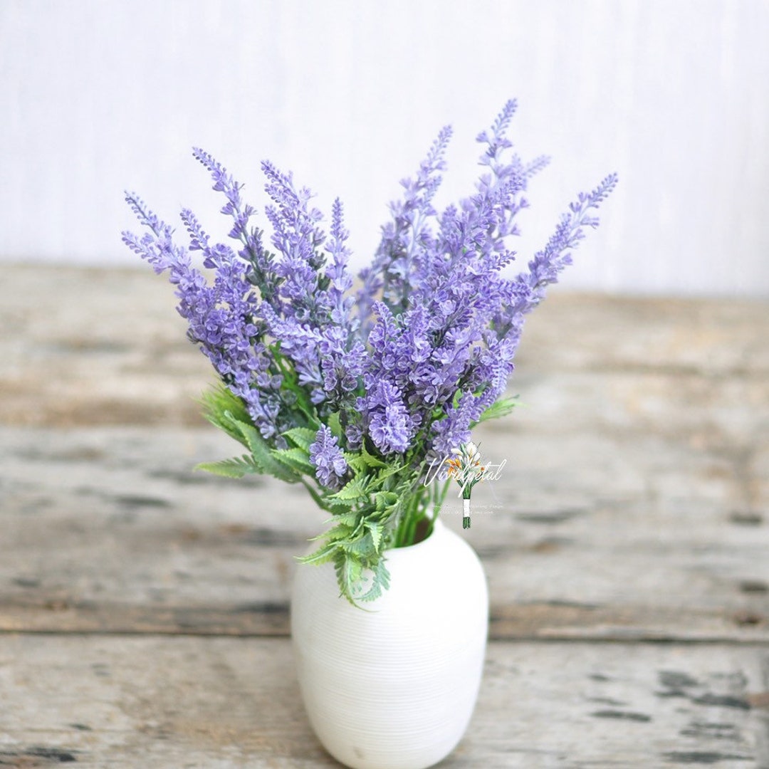 Artificial Lavender,faux Lavender,artificial Ferns,dusty Lavender,flower  Arrangement,pastel Purple 