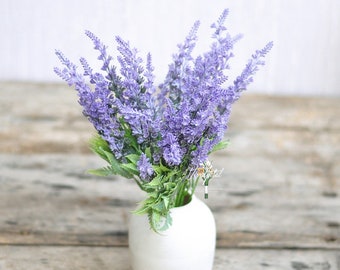 Artificial Lavender,Faux Lavender,Artificial Ferns,Dusty Lavender,Flower Arrangement,Pastel Purple