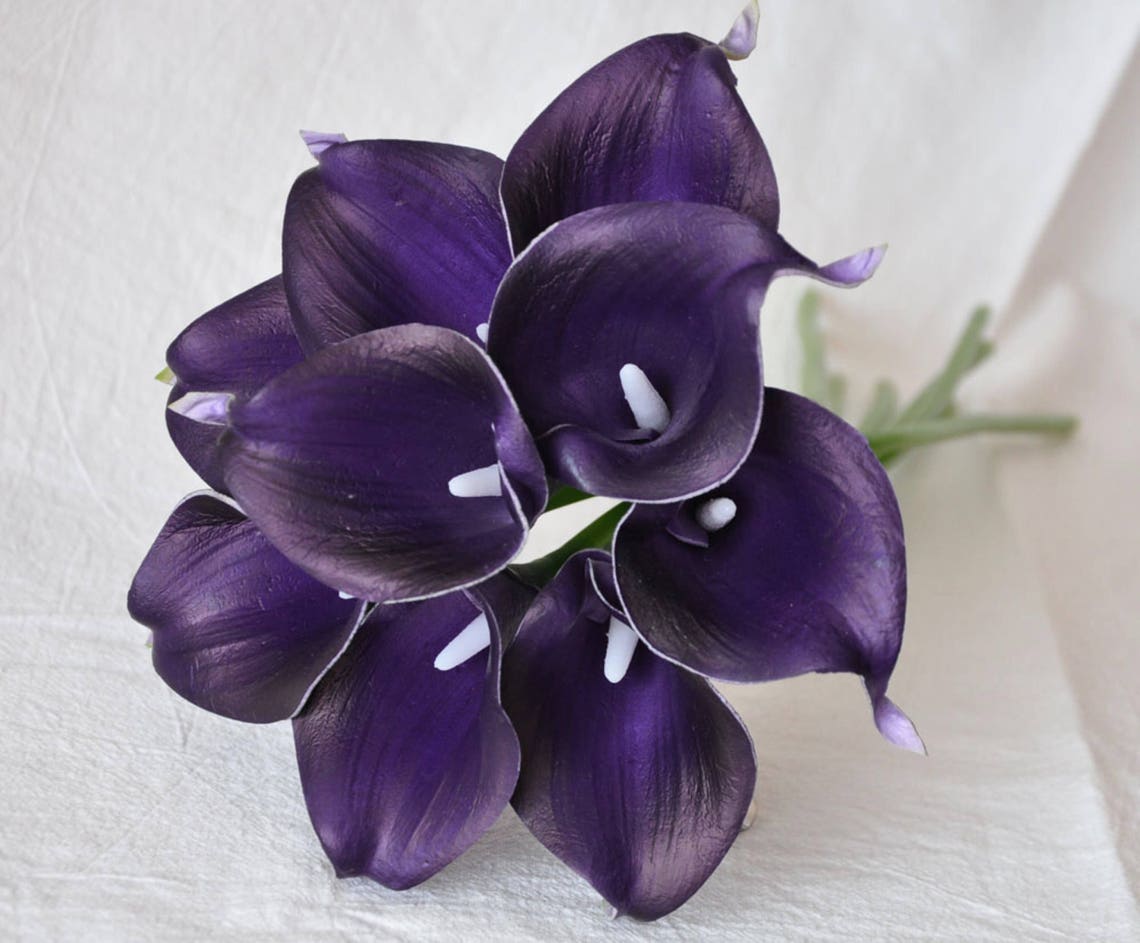 Real Touch Eggplant Calla Lilies for Bridal Bouquets Purple Etsy