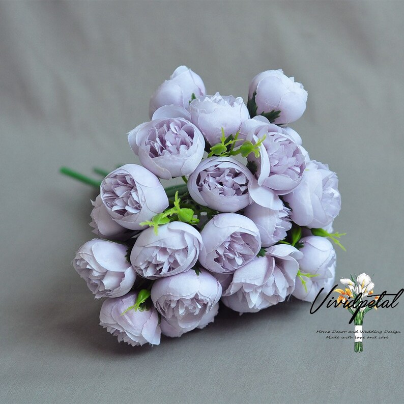 One Bundle Artificial lilac Silk Mini Peony Artificial 9 Stems Silk Peony Buds for wedding home decor
