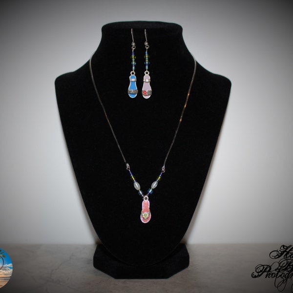 SALE-Tropical Sandals Necklace & Earrings Set {Tidal Jewels Collection}