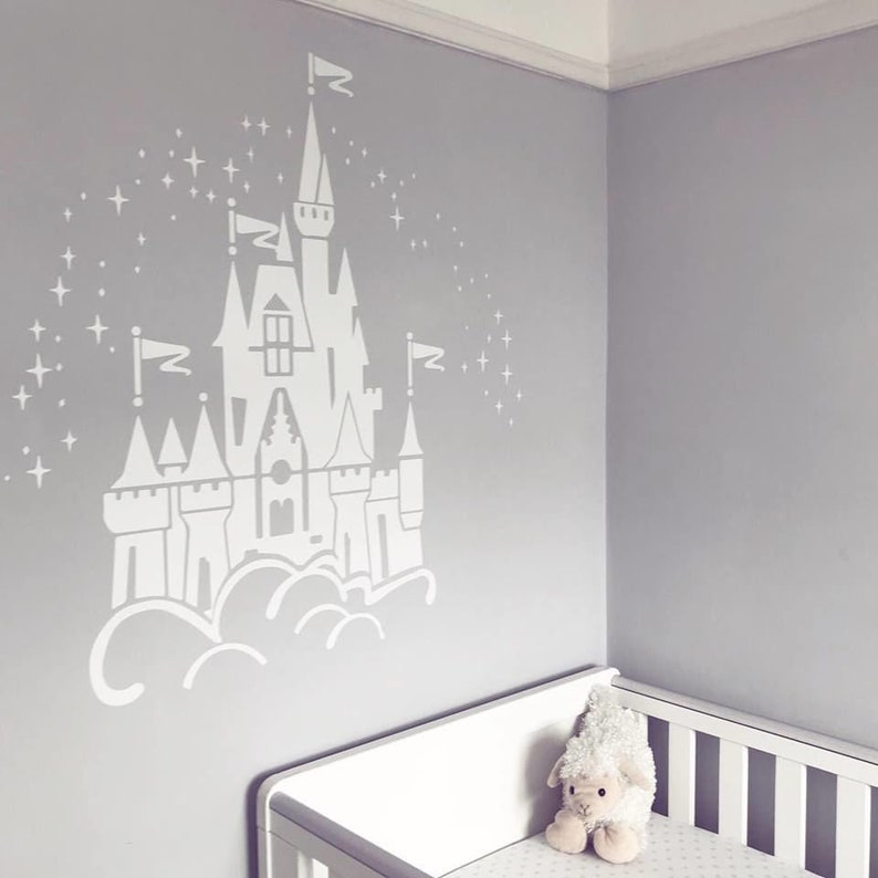 floating disney fairy castle wall sticker vinyl decal wall | etsy