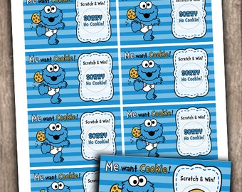 Cookie Monster Baby Shower / Diaper Raffle Cards / Cookie | Etsy