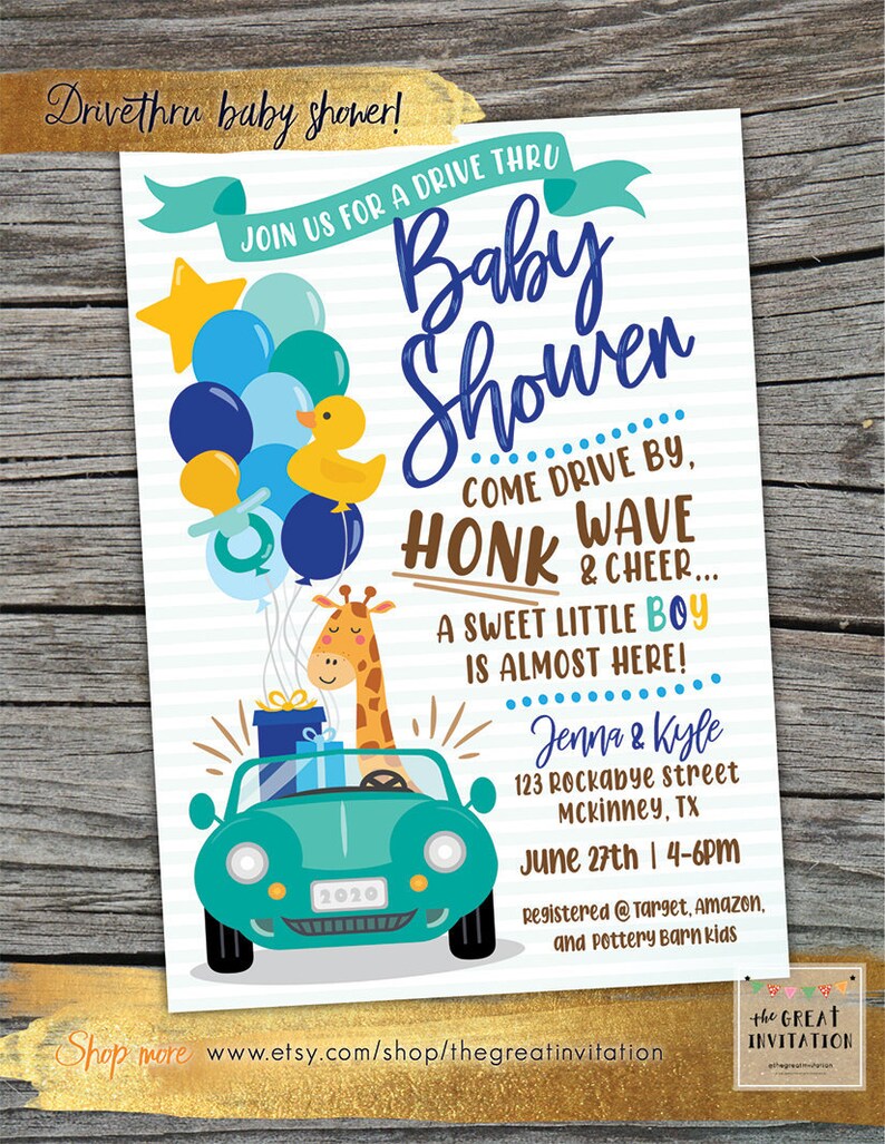 Drive By Baby Shower Virtual Baby Invite Baby Shower Parade Etsy