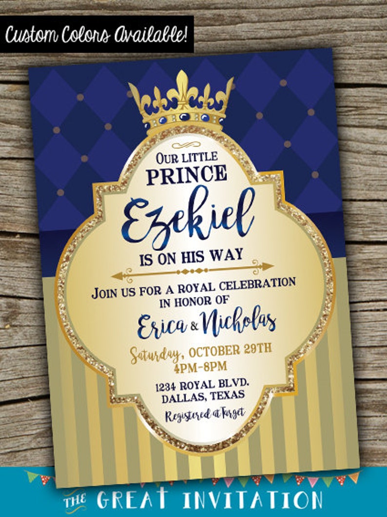 Prince Baby Shower Invitation Royal Celebration Invitation Etsy