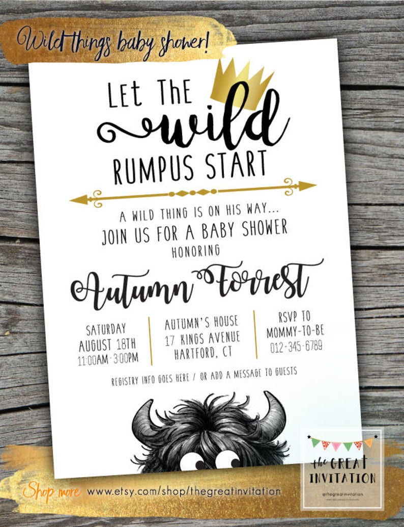 Wild Things Are Invite Baby Shower Invitation Wild Things Etsy