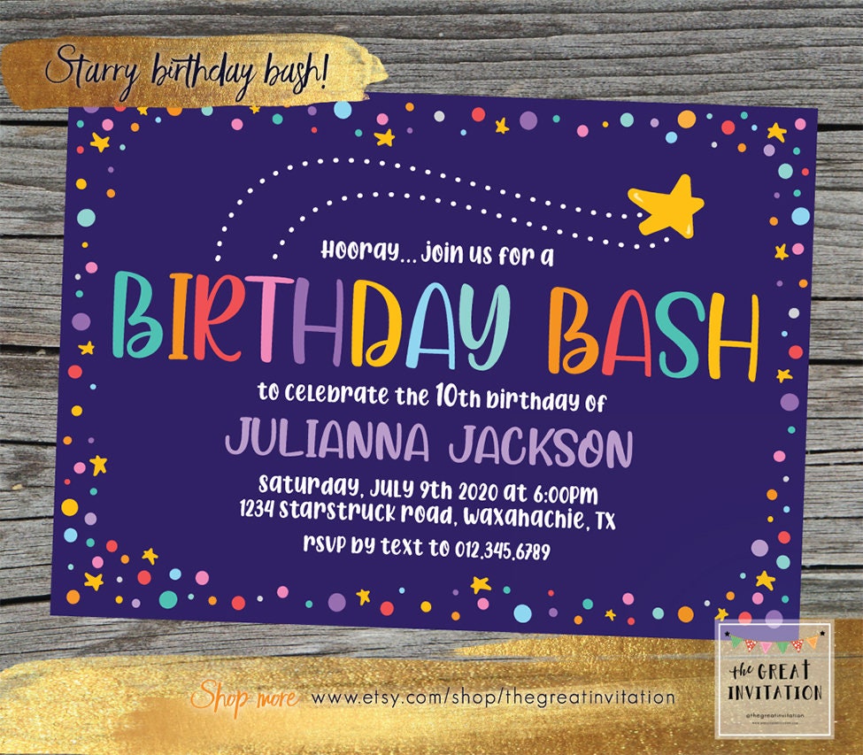 Anniversaire Bash Invite Etsy France