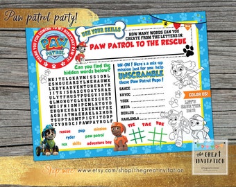 Puppy Patrol Party Game | Patrol PRINTED Placemats | Puppy Birthday Party | Paw Party | Puppy Patrol Invitation | Patrol Party Game