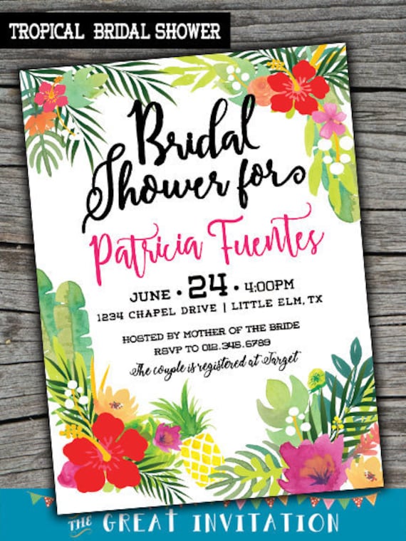 Tropical Bridal Shower Invitation Bridal Shower Invites Etsy