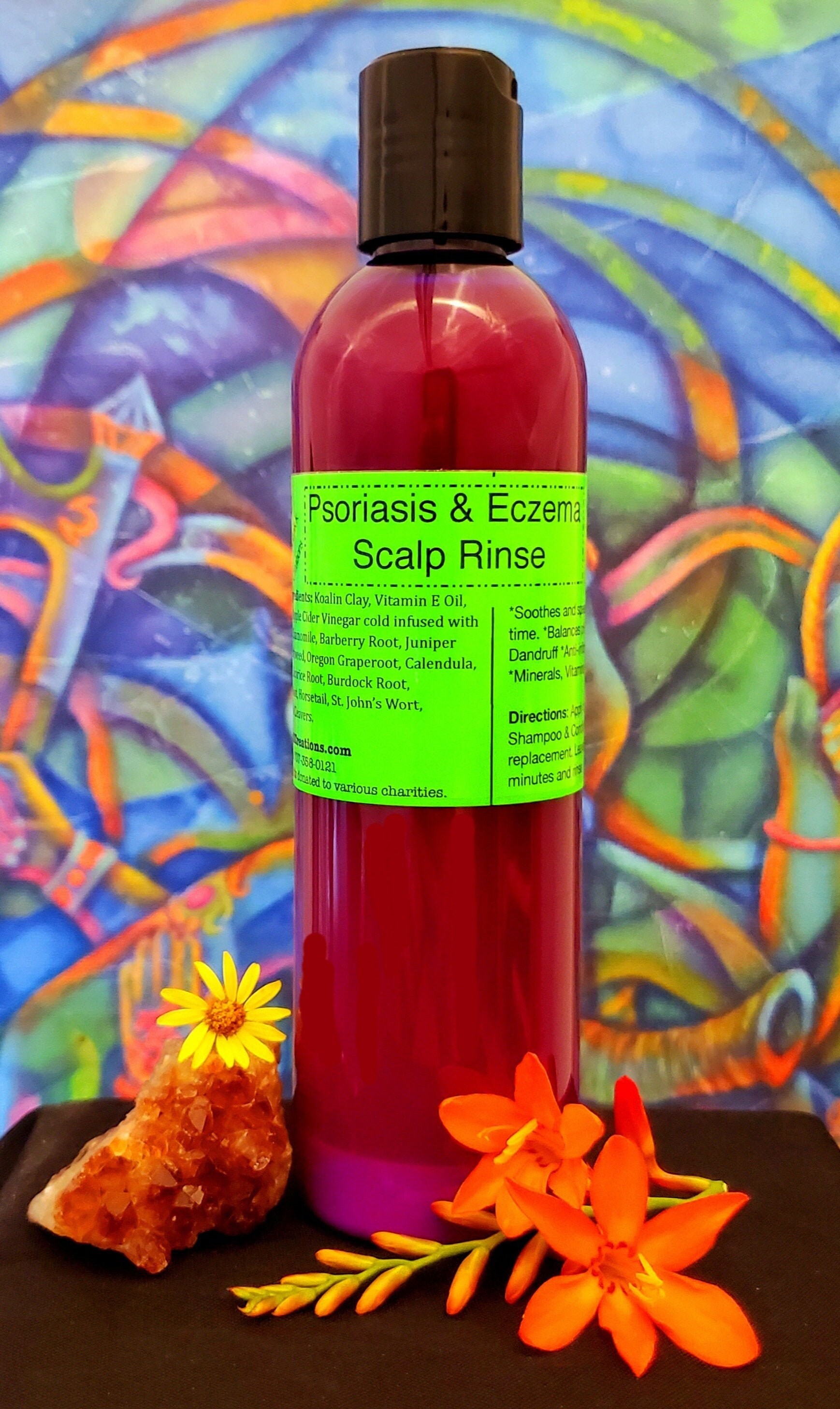 Organic Psoriasis & Eczema Scalp Rinse- Raw, Vegan, Balances pH, mois…