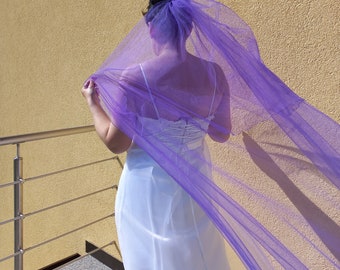 Purple Wedding Cathedral veil, two layers