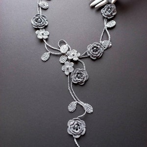 Grey crochet necklace