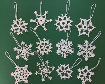 Set of 12 crochet snowflakes