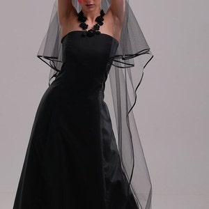 Black Cathedral Wedding Veil, two layers