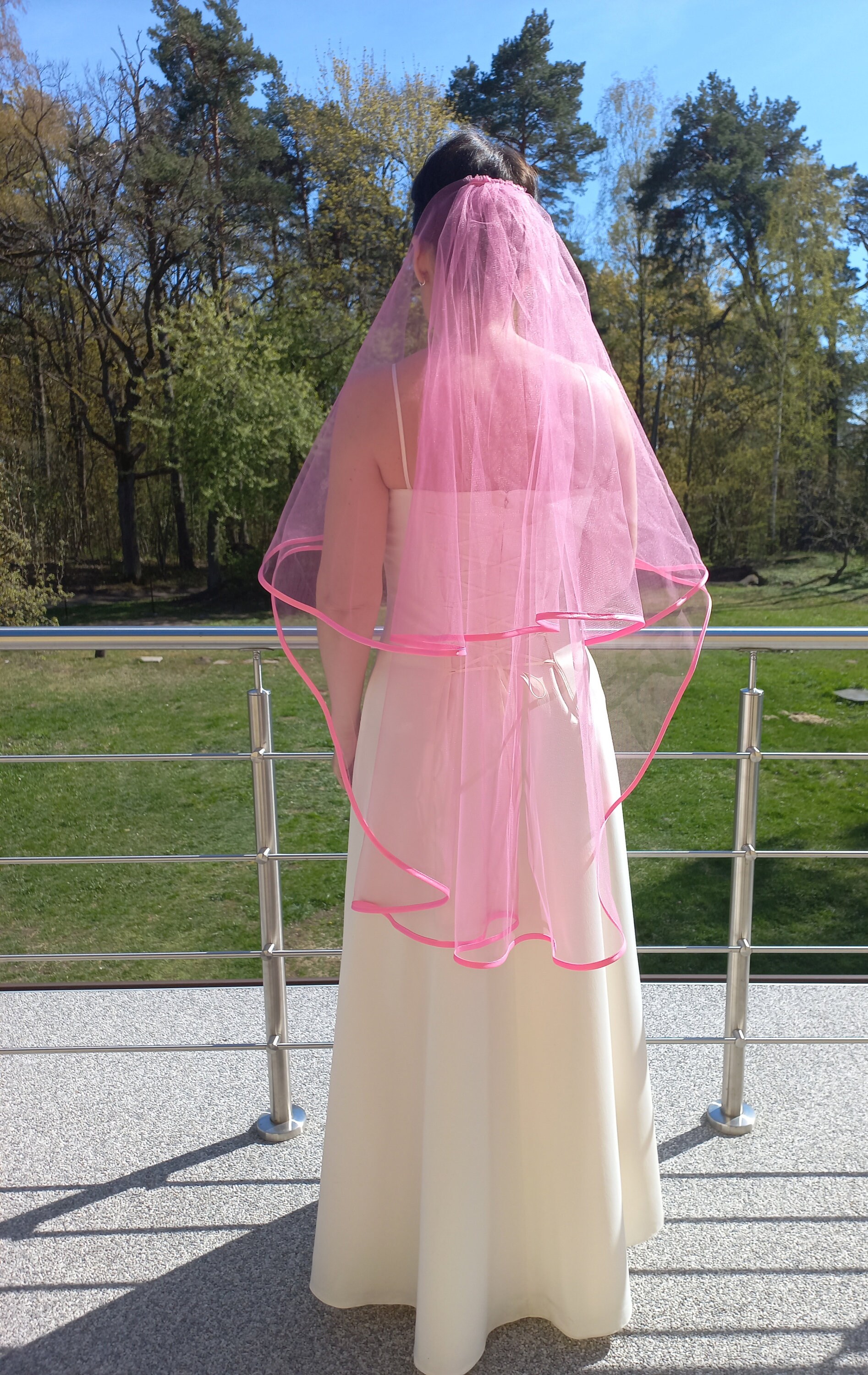 Hot Pink Wedding Veil Etsy