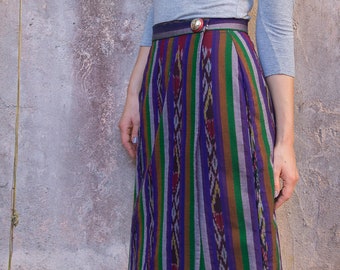 Wrap Midi Skirt, Handwoven, Ikat Cotton - Pahn Wrap Skirt | Darya