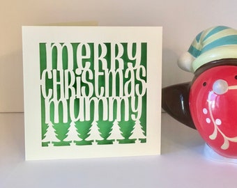 Papercut - Merry Christmas Card - Personalised - Mum Card - Mummy Card - Dad Card - Nanny Card - Grandad Card - Mam - Uncle - Xmas Card