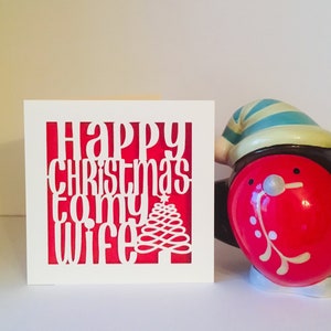 Wife Christmas Card Papercut Christmas Card Lesbian Wife Christmas Card Happy Christmas to my Wife Card image 1