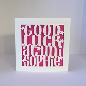 Good Luck at Uni Personalised Papercut Card