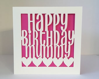 Papercut Happy Birthday Mummy / Mum Card | Etsy UK