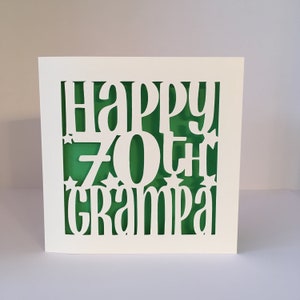 Papercut - Personalised 60th 70th  75th 80th 90th 100th  Grandad Birthday Card - Grampa - Gramps -Grampy - Grandpa