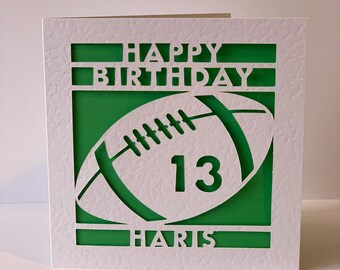 Rugby Birthday Card - Personalised - Paper Cut