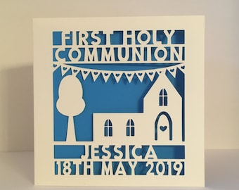 First Holy Communion Card - Papercut - Personalised - 1st Holy Communion - Personalized - First Communion Card - 1st Communion Card