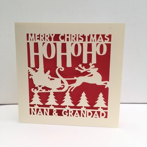 Papercut -  Personalised Christmas Card - Nan and Grandad - Personalised - Nanny- Grandpa - Father Christmas -  Santa Personalised - Xmas