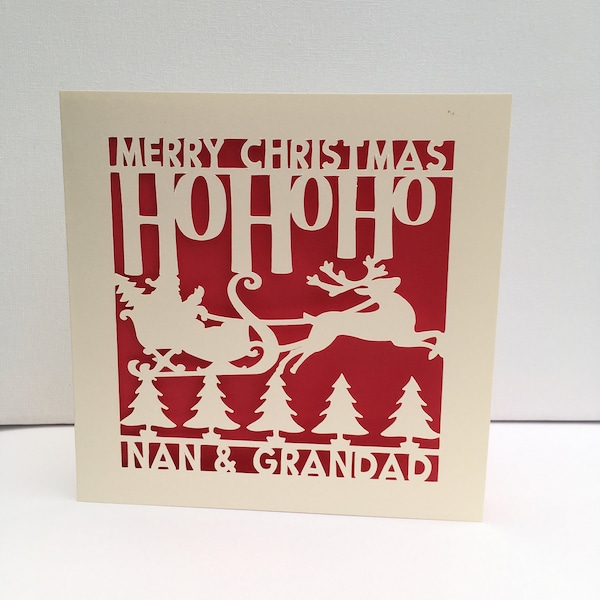 Personalised Christmas Card - Nan and Grandad - Personalised - Nanny- Grandpa - Father Christmas -  Santa Personalised - Xmas - Papercut
