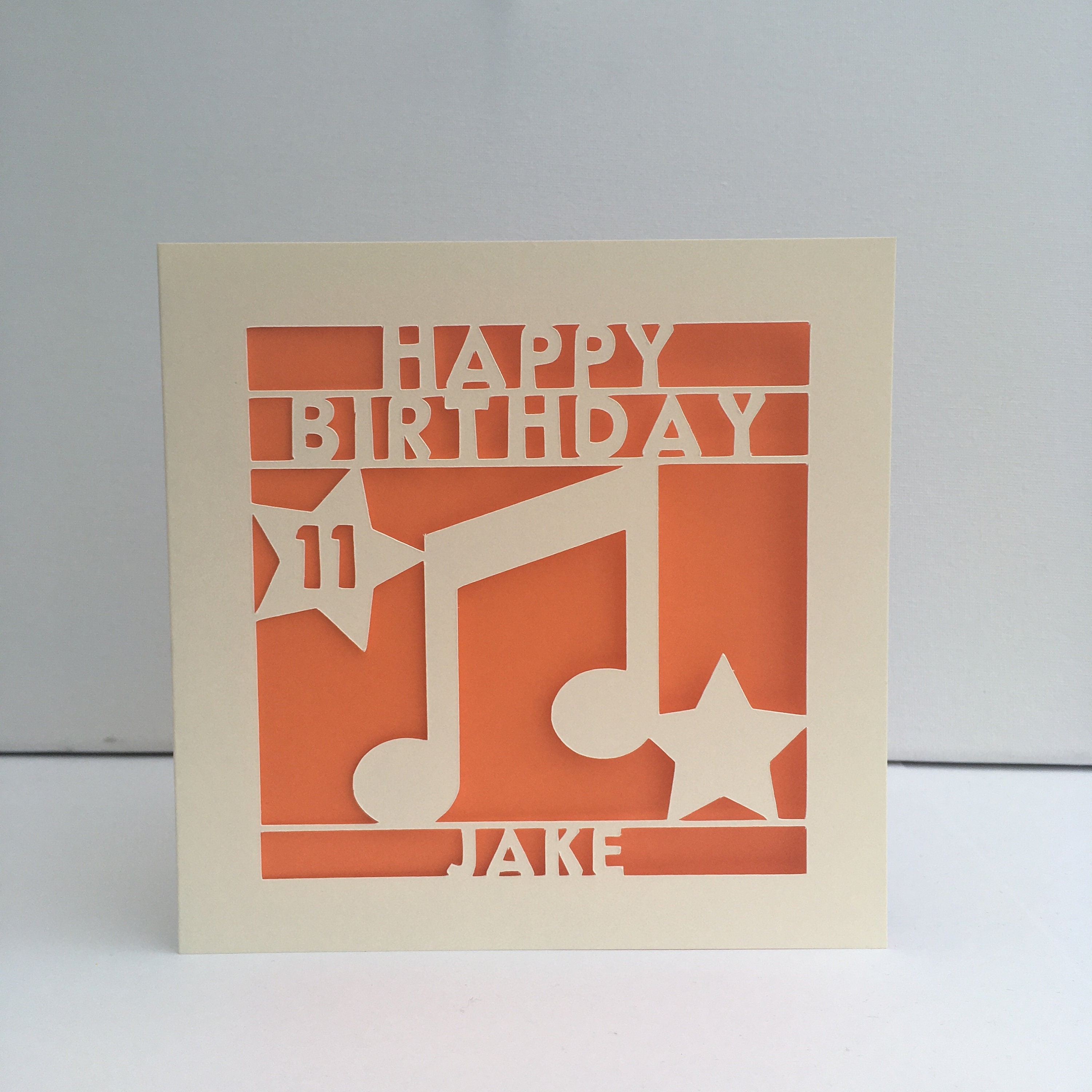 Musical Notes Birthday Card Personalised Paper Cut Etsy