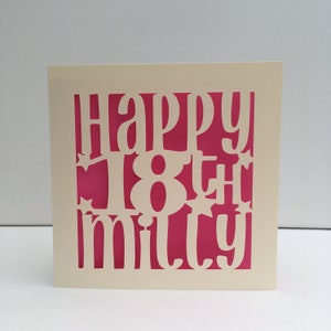 18th Birthday Card - Personalised - Papercut - Coming of Age Card - 18th Star Card - 21 - 30 - 40 - 50 - 60 - 70 - 80 - 90