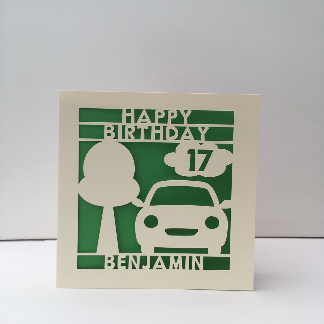Car Birthday Card Happy Birthday Car Card Personalised Paper Cut Etsy
