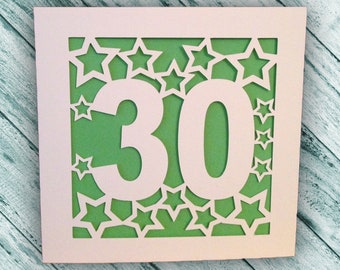 Papercut - 50th, 1st, 40th, 100th, 18th, 21st Birthday or Anniversary Card
