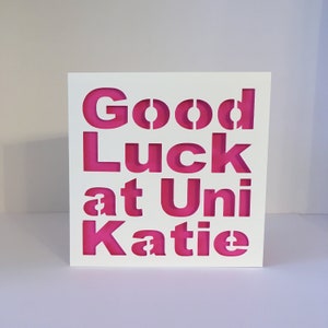 Good Luck at Uni Card - Personalised Good Luck Card for University - Papercut