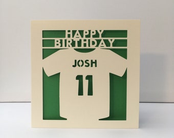 Football Rugby Shirt Birthday Card - Paper Cut Personalised