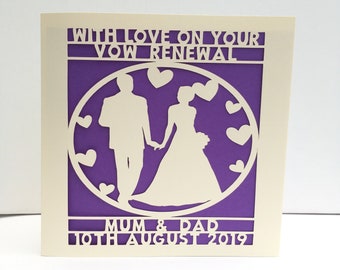 Wedding Vow Renewal Card Personalised Papercut