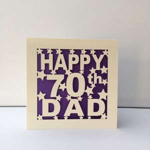 Dad 70th Birthday Card 30th 40th 50th 60th 75th 80th 90th 100th Pop Pops PaPa Daddy Father Personalised Papercut Purple