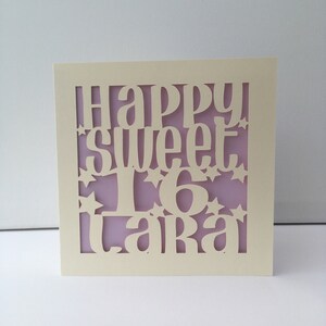 Papercut Personalised Sweet 16 Birthday Card