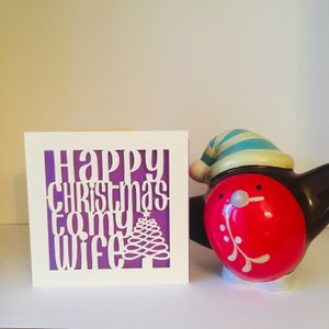 Wife Christmas Card Papercut Christmas Card Lesbian Wife Christmas Card Happy Christmas to my Wife Card image 2