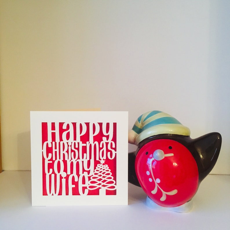 Wife Christmas Card Papercut Christmas Card Lesbian Wife Christmas Card Happy Christmas to my Wife Card image 1