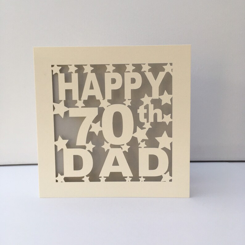 Dad 70th Birthday Card 30th 40th 50th 60th 75th 80th 90th 100th Pop Pops PaPa Daddy Father Personalised Papercut Steel Grey