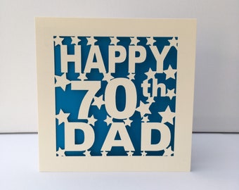 Dad 70th Birthday Card - 30th 40th 50th 60th 75th 80th 90th 100th - Personalised - Papercut