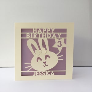 Bunny Birthday Card - Personalised - Paper Cut