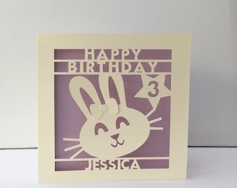 Bunny Birthday Card - Personalised - Paper Cut