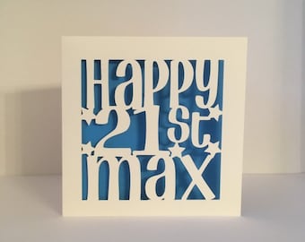 21st Birthday Card 21st Birthday Card  Personalised Age 21 Card  Age 21 Brother Sister Daughter Son Papercut