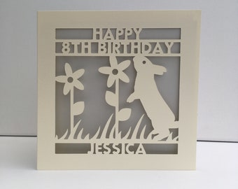 Bunny Rabbit Birthday Card - Personalised - Paper Cut