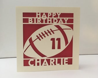Rugby Birthday Card - Personalised - Paper Cut