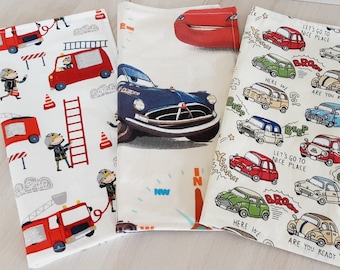 GEPERSONALISEERD kinderservet in katoenen stof, kantineservet of handdoek voor kinderen Brandweer Auto's Kleine auto's