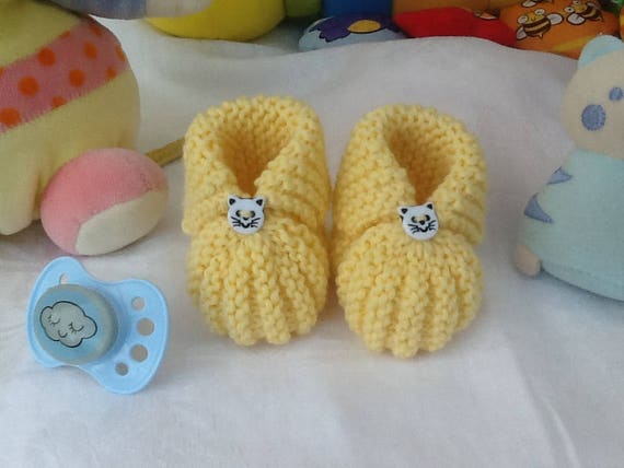 Chaussons Bebe Tricot Layette Jaune Poussin Cadeau De Etsy Chaussons Bebe Tricot Layette Jaune Poussin Cadeau De Etsy