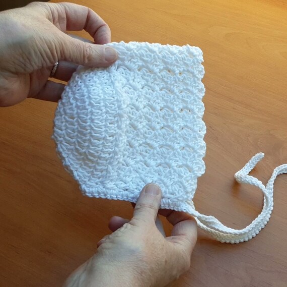Bonnet Beguin Bebe Au Crochet Coton Pour Ceremonie Bapteme Etsy France